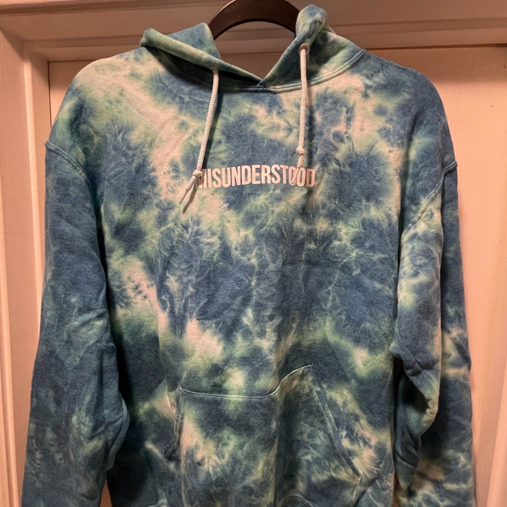 Tie-Dye Hoodie for Men - Blue and Green